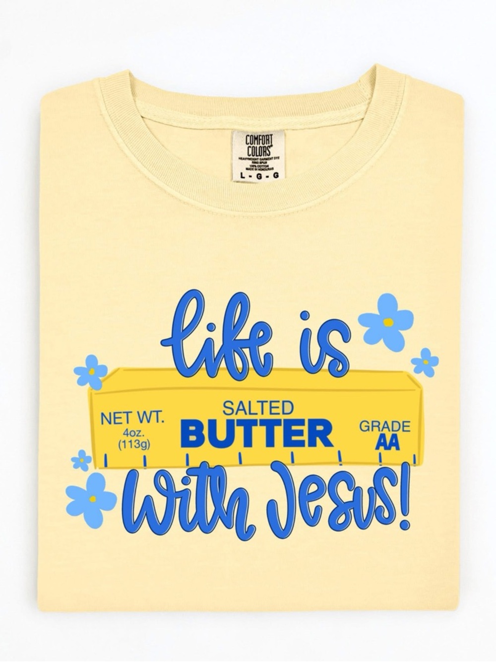 Comfort Colors Yellow Kids Graphic Tee with Blue Script